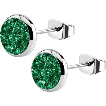 Náušnice NUBIS® Ocelové náušnice DRUZY Dark Green - NB322