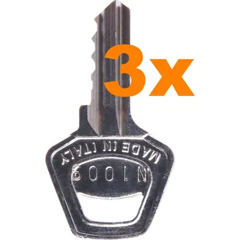 Pohon brány CHS1001 náhradní klíč č. 1001 pro odblokování pohonů Nice a pro klíčové spínače k ovládání pohonů vrat, set 3ks