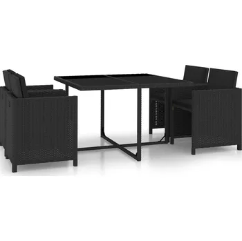 Petrashop 5dílný zahradní jídelní set s poduškami polyratan černý Černý46384