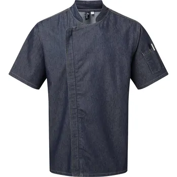 Gastro oděv Premier Workwear Kuchařská bunda s krátkým rukávem na zip PR906 Indigo Denim XS
