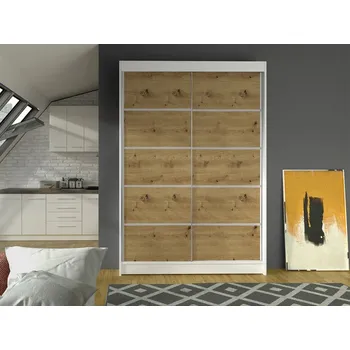 Šatní skříň Posuvná šatní skříň Parys IV, Barva: bíla/dub artisan, Osvětlení: bez osvětlení MIRJAN 5903211121746