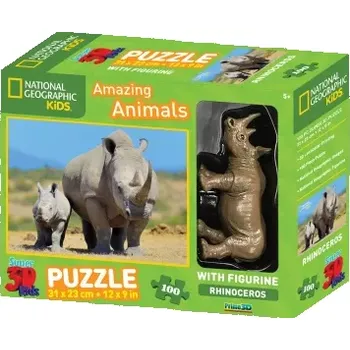 Puzzle 3D Puzzle Nosorožec 100 dílků figurka