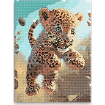 Diamantové malování Diamantové malování - Tygřík ve skoku - 30x40 cm, bez dřevěného rámu - CZ výroba