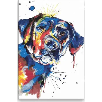 Diamantové malování Diamantové malování - Pestrobarevný labrador - 40x60 cm, bez dřevěného rámu - CZ výroba