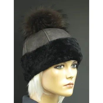 Čepice Splus Dámská kožešinová čepice s černým lemem - 5251 světle hnědá Velikost: 56 cm