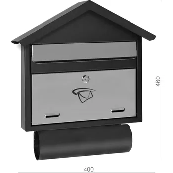 Poštovní schránka KOVIAN, s.r.o. Schránka poštovní (400x460x75mm) nerez/černá, max. 10 formát listu: C4, leštěná nerez /AISI430