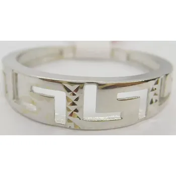 Prsten Klenoty Budín Dámský prsten z bílého zlata s gravírováním - řecký typ 585/1,69gr vel. 54 HK1149 (Klenoty Budín Dámský prsten z bílého zlata s gravírováním - řecký typ 585/1,69gr vel. 54 HK1149)