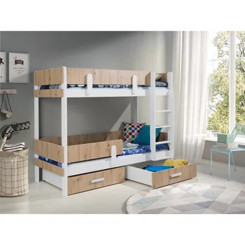 Nábytek Patrová postel Petenti 80, Strana: pravá, Barva:: bílá/dub artisan MIRJAN 5903211104251