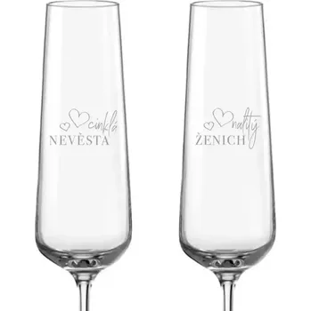 Sklenice Svatební skleničky na sekt s veselým textem, 2 ks