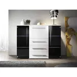 Komoda Brita, Barva korpusu: bílá, Barva dvířek: černá lesk, Barva šuplíků: bílá lesk MIRJAN 5902928083217
