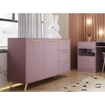 Komoda Komoda pro mládež Lily II, Barva: švestka / švestka + zlatá MIRJAN 5903211066108