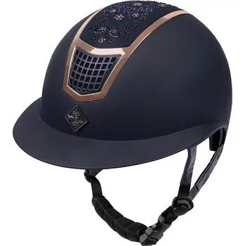 Jezdecká přilba Helma FP Quantinum RoseGold Chic široký kšilt modrá