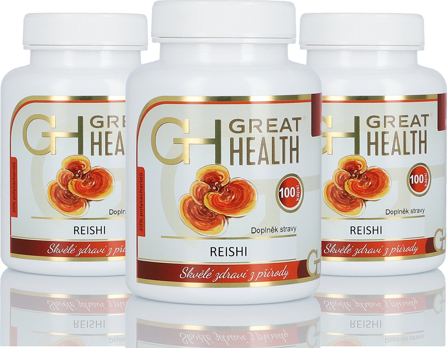 Reishi Great Health (30% polysacharidů) 2+1, 300 tobolek