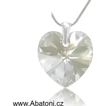 Náhrdelník Swarovski Elements Heart krystal 18mm - Stříbrný náhrdelník (přívěsek + řetízek) bílé srdce, srdíčko 32071.1 Moonlight (bílá, čirá, křišťálová, měsíční stříbrno zlatá, duhová)