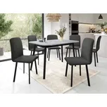 Rozkládací stůl Grazpen S 130x80 se 6 židlemi Lekoz, Barva dřeva: šedý mramor + černá, Potah: Amor Velvet 4321 MIRJAN 5903211306150