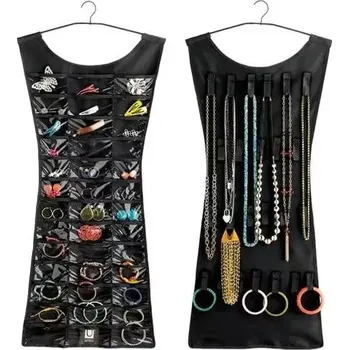 Organizér na kosmetiku Praktický závěsný organizér na šperky a vlasové doplňky - černá