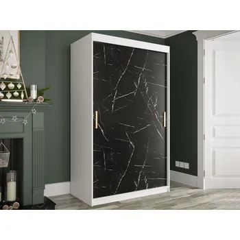 Šatní skříň Posuvná šatní skříň Nonnus 120 T, Úložný prostor: ne, Barva: bílá matná / černá mramor MIRJAN 5903211109652