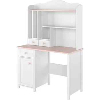 Psací stůl MIRJAN - Luna - LN03 - bílá / bílá + růžová