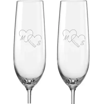 Sklenice Svatební skleničky na sekt Iniciály, 2 ks (Do poznámky v nákupním košíku napište iniciály novomanželů a datum svatby)