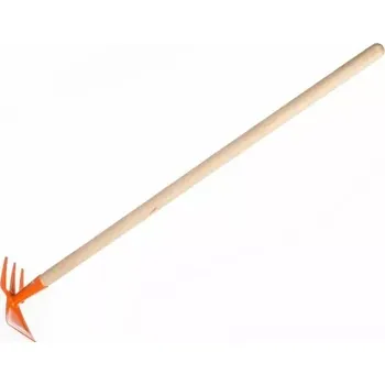 Hra na zahradu Motyka/Motyčka oboustranná oranžová s násadou kov/dřevo 80cm nářadí