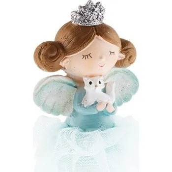 Vánoční dekorace Anděl 12cm s bílou kočičkou