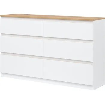 Komoda Komoda BORROMEO 6S, bílá/dub evoke + vyzvednutí ZDARMA