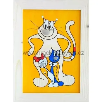 Dekorace do dětského pokoje Ručně malovaný dřevěný obrázek č. 104 Kočky 25 x 33 cm