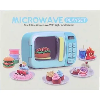 Dětská kuchyňka Mikrovlnka baterie modrá s doplňky