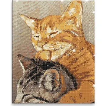 Diamantové malování Diamantové malování - Kočičí přátelství - 40x50 cm, plátno vypnuté na rám - CZ výroba