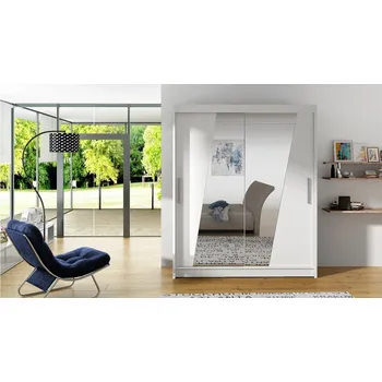 Šatní skříň Posuvná skříň Presto XIV, Barva: bílá / zrcadlo, Osvětlení: bez osvětlení MIRJAN 5902928735765