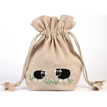 Organizér galanterie KnitPro Lantern Moon pouzdro na projekt s černými ovečkami přírodní (Lantern Moon pouzdro na uložení projektu)