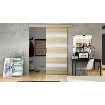 Posuvné dveře Rubi 70 V, Barva: dub sonoma / bílý lacobel MIRJAN 5903211146169