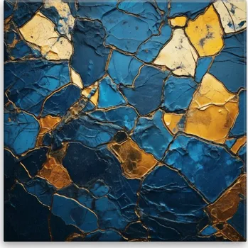 Obraz Obraz na plátně - Zlato modrá mozaika - 40x40 cm - CZ výroba