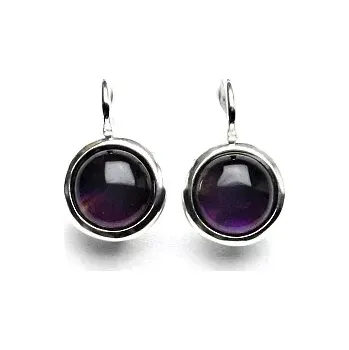 Náušnice Stříbrné náušnice, přírodní kámen ametyst tmavý - NK 1503 (ametyst 8 mm)