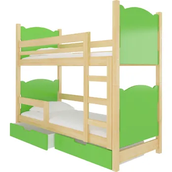 Dětská postel ArtAdrk Dětská patrová postel MARABA Barva: Borovice / zelená