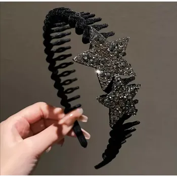 Černá vlasová čelenka s černou hvězdou (Vlasové doplňky )