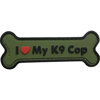 Nášivka WARAGOD I love my K9 Cop PVC nášivka, zelená