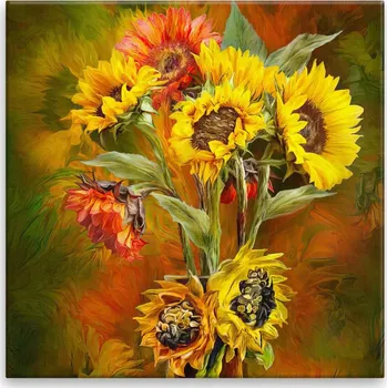 Obraz Obraz na plátně - Slunečnice ve váze - 40x40 cm - CZ výroba