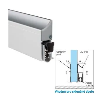 Stavební profil Al profil ELEGANCE pro padací prahy ELLEN MATIC (elox stříbrný / délka 1500 mm / 1ks)