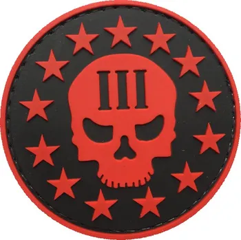Nášivka WARAGOD Nášivka 3D Three Percenter with Skull Face 6cm