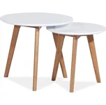 Sestava konferenčních stolků bílá/dub MILAN S2