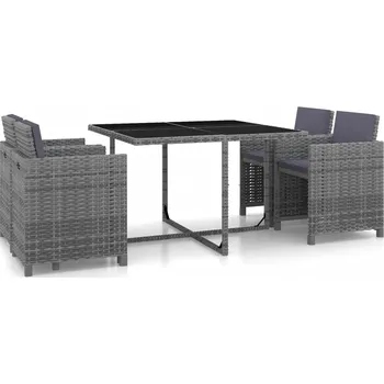 Petrashop 5dílný zahradní jídelní set s poduškami polyratan šedý Šedá43901