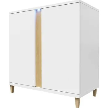 Komoda Komoda Anrok 90 AR03, Barva: bílá / bílý lesk + přírodní dýha MIRJAN 5902928366006