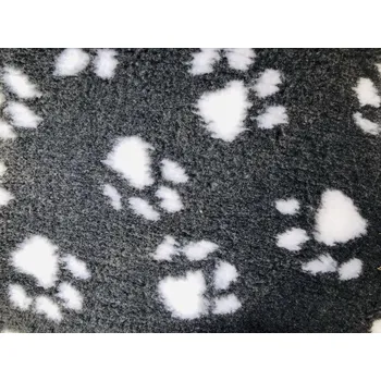 Pelíšek pro psa Šedá deka s velkými bílými tlapkami, protiskluzná podlaha 3 velikosti vet bed: 100x75cm
