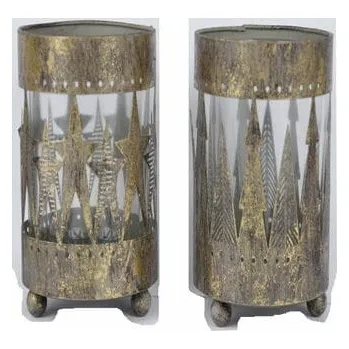 Bytová dekorace Svícen/Lucerna, zlatá, 8,5x12x8,5cm, balení obsahuje 2 kusy!|Ego Dekor