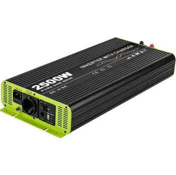Měnič napětí Kosun Měnič napětí výkon 2500W čistý sinus UPS DC24V/AC230V USB černo-zelený KOS2500-24