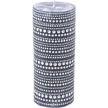 Svíčka Svíčka LACE, šedo-modrá, s krajkovým vzorem, 6,5 x 14,5 cm|Ego Dekor