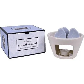 Aroma lampa Aroma lampa AROMABOTANICAL 16 x 16 x 10,5 cm - krémově bílá, obsahuje 3 ks vonných vosků a 3ks čajových svíček - vůně - dětský pudr|Ego Dekor