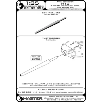 Plastikový model 1/35 M10 Tank Destroyer 76.2mm gun barrel (TAM)