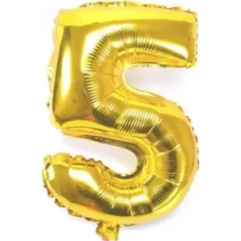 Balónek Fóliové Balónky Čísla zlatá 80cm číslo 5